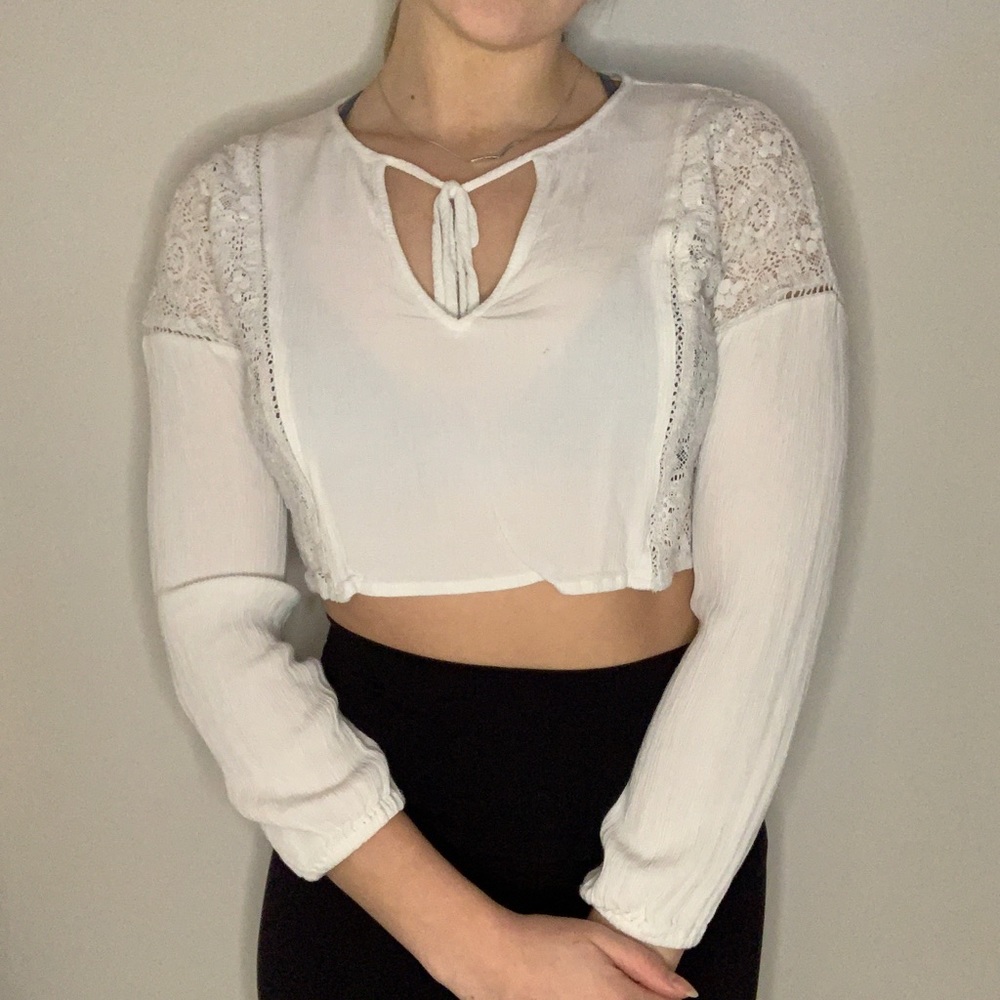 White cropped shirt